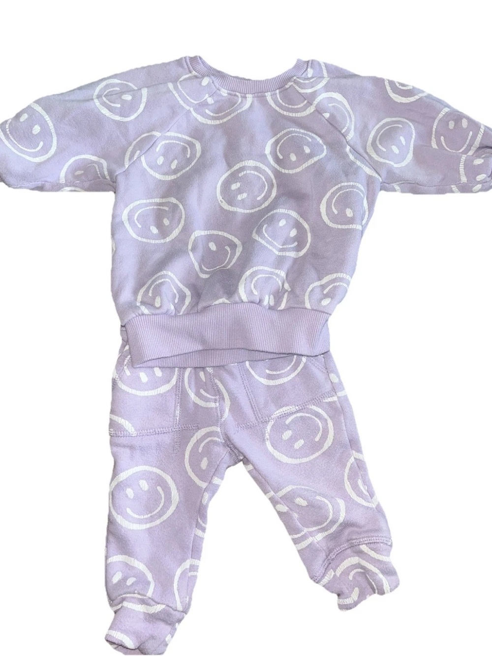 Grayson Mini Girls Size 12 Months Purple Smiley Face Sweatshirt And Joggers Set